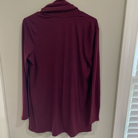J. JILL PureJill M Twist Open Front Cardigan Wrap Top Burgundy Wine Red - Picture 3 of 11